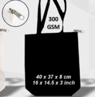 Cotton Tote Bag with Zipper