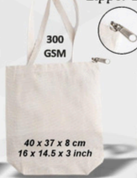 Cotton Tote Bag with Zipper