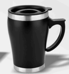 Steel Coffee Mug with Handle & Lid