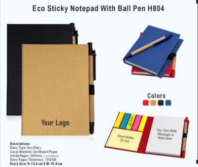 Eco Sticky Notepad With Ball Pen H804
