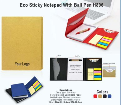 Eco Sticky Notepad With Ball Pen H806