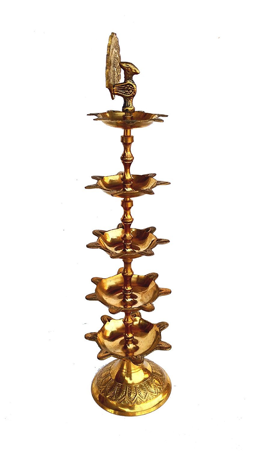 Brass 5 Step Peacock Diya